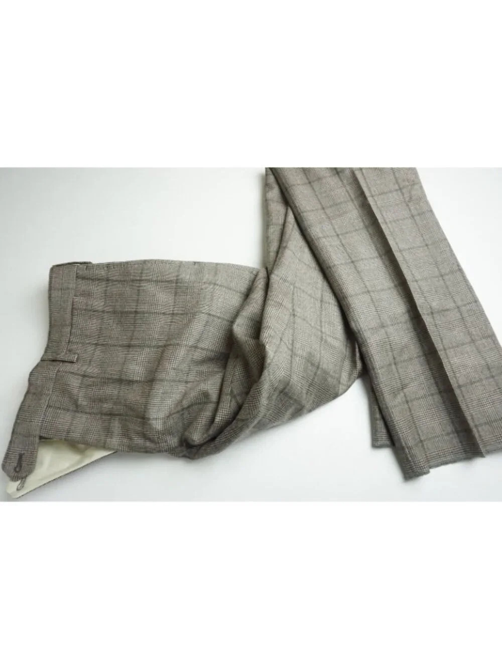 Caruso Gray Brown Plaid Flannel S110s Wool 2 Pc Suit Jacket Pant 42 US NEW